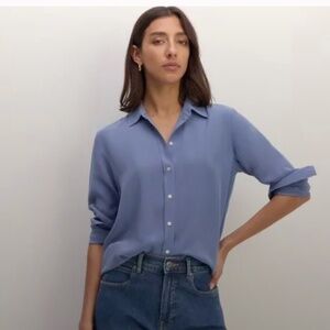 Everlane Washable Clean Silk Relaxed Shirt in French Blue